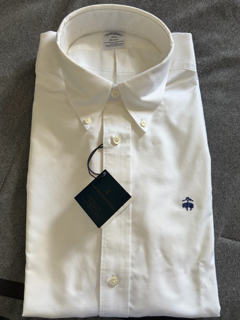 Brooks Brothers White Dress Shirt with Navy Logo